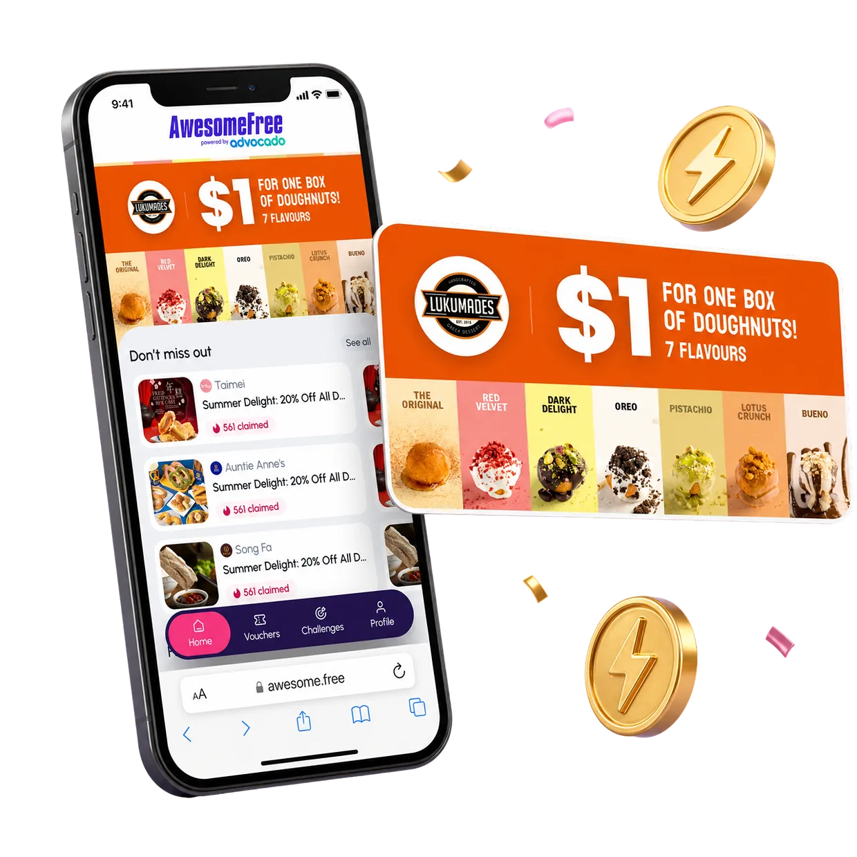The Lukumades $1 doughnut flash deal in the Awesome Free app